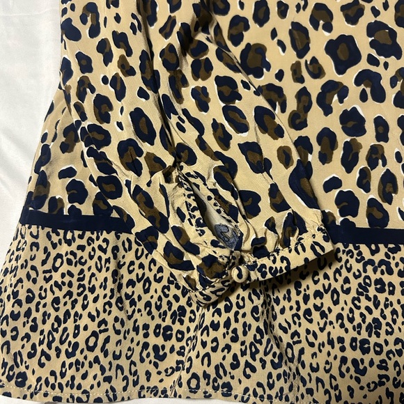 Vineyard Vines Borderline Ruffle Long Sleeve Blouse Women S Cheetah Lined - Picture 6 of 11